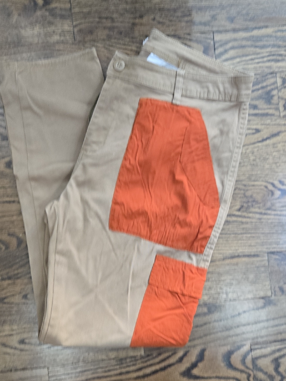 Sun + Stone Tan Cargo Pants with Orange Panels